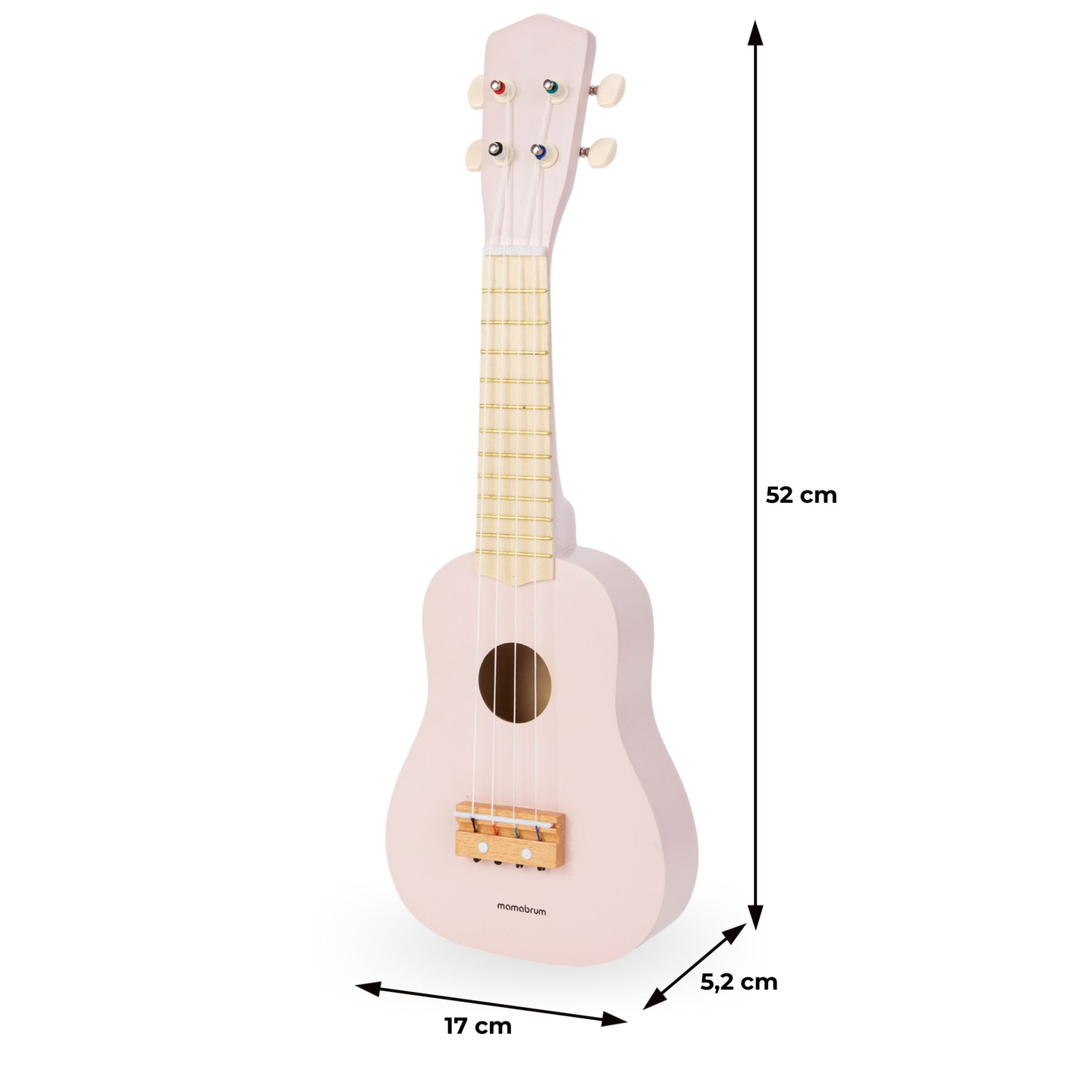 Trägitarr för barn - ukulele - rosa färg
