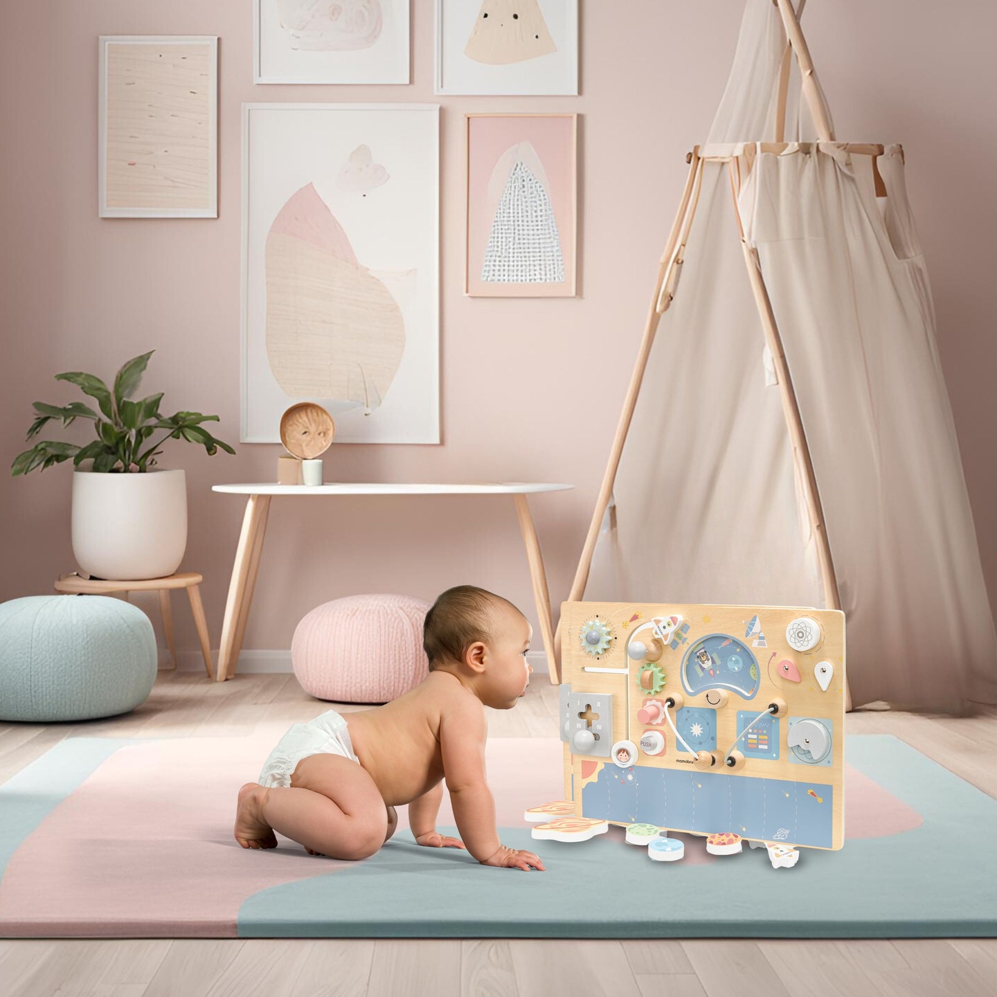 Manipulationsbräda i trä - Cosmos