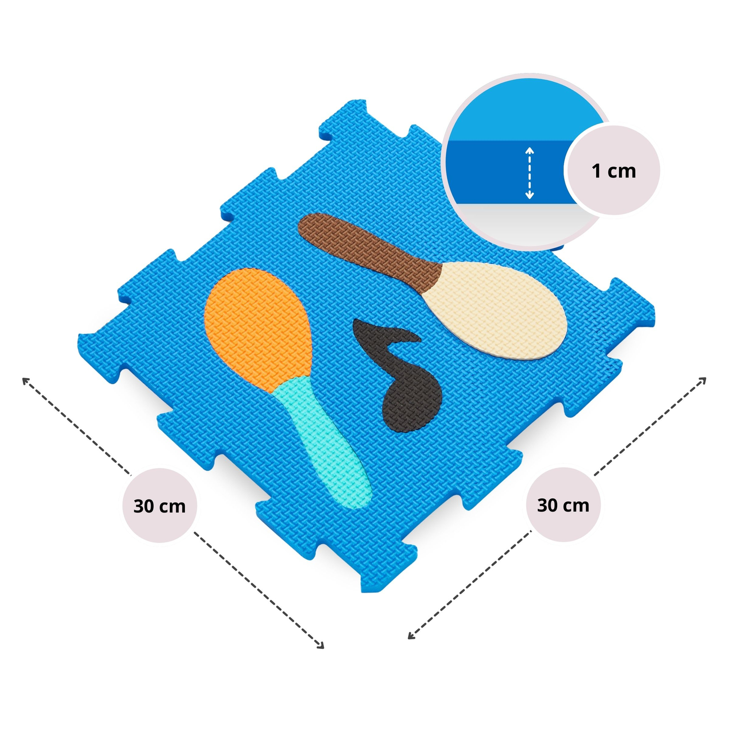 Pedagogisk pusselmatta i skum 90 x 90 x 1cm - EVA-skum - design: instrument