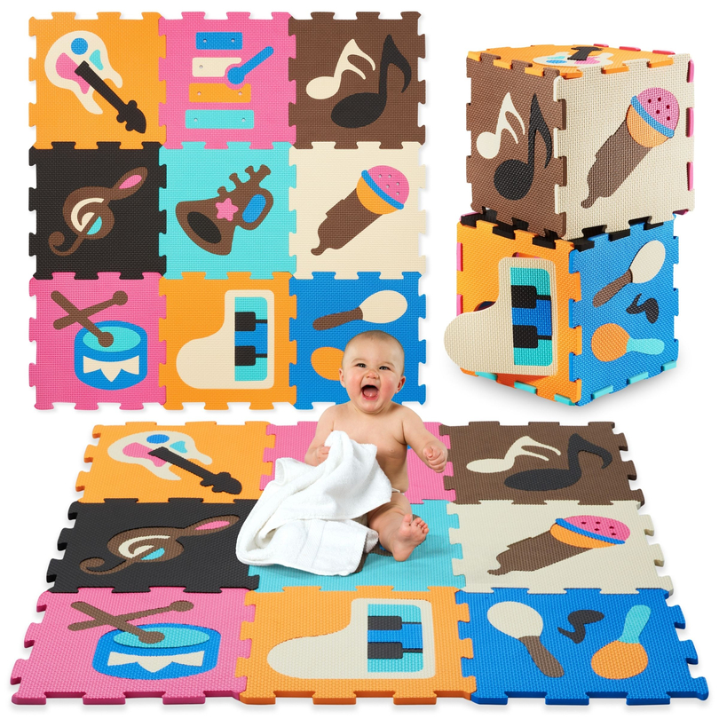 Pedagogisk pusselmatta i skum 90 x 90 x 1cm - EVA-skum - design: instrument