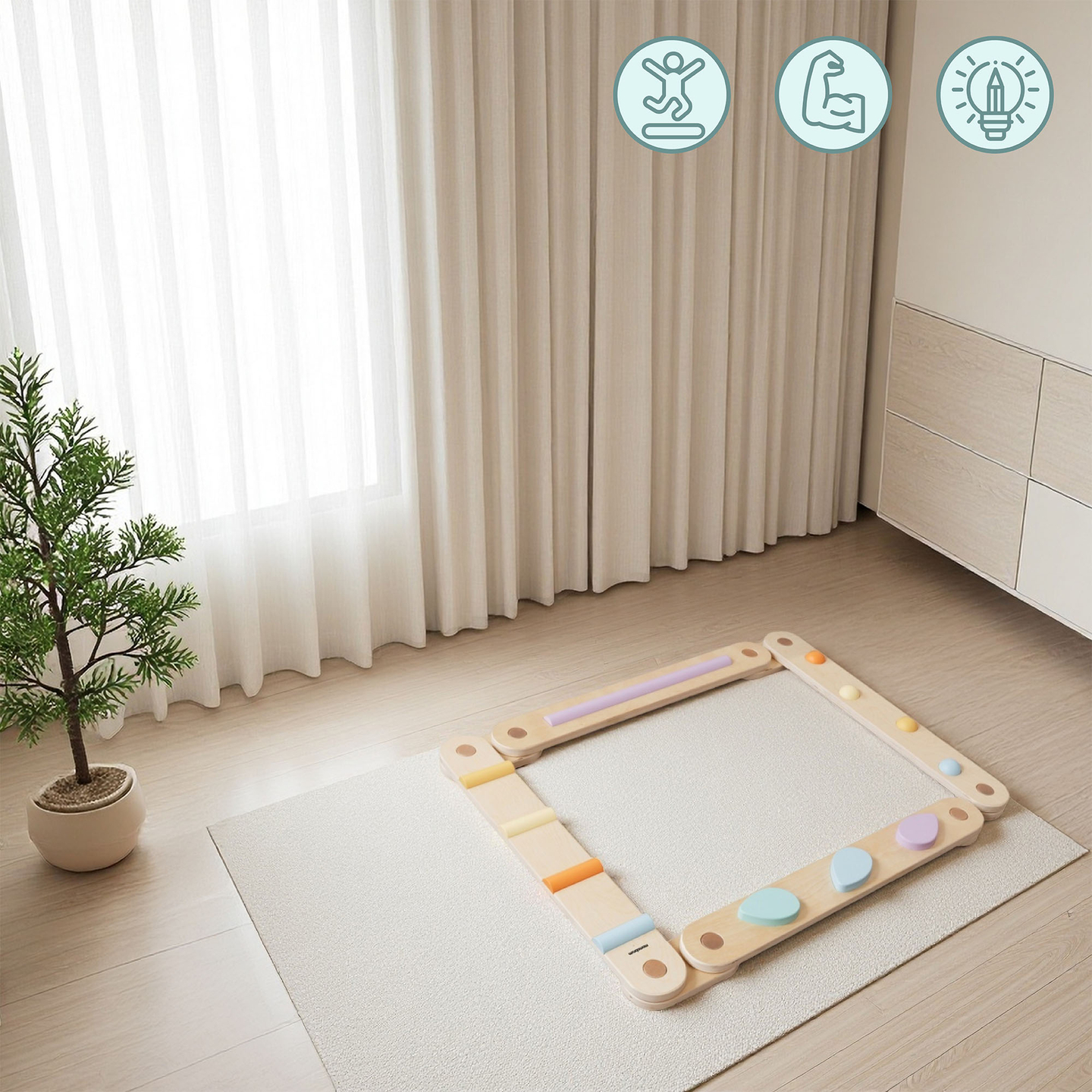 Stor sensorisk stig i trä - balansbana - 9 element