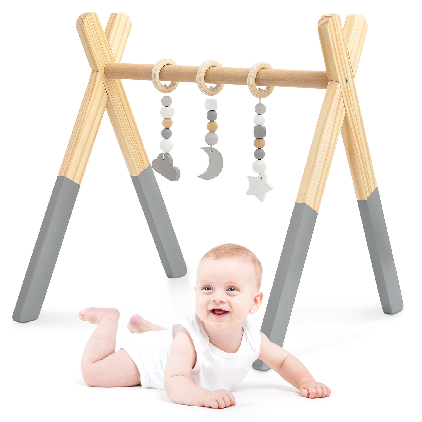 Baby Gym utbildningsställ i trä - färg grå