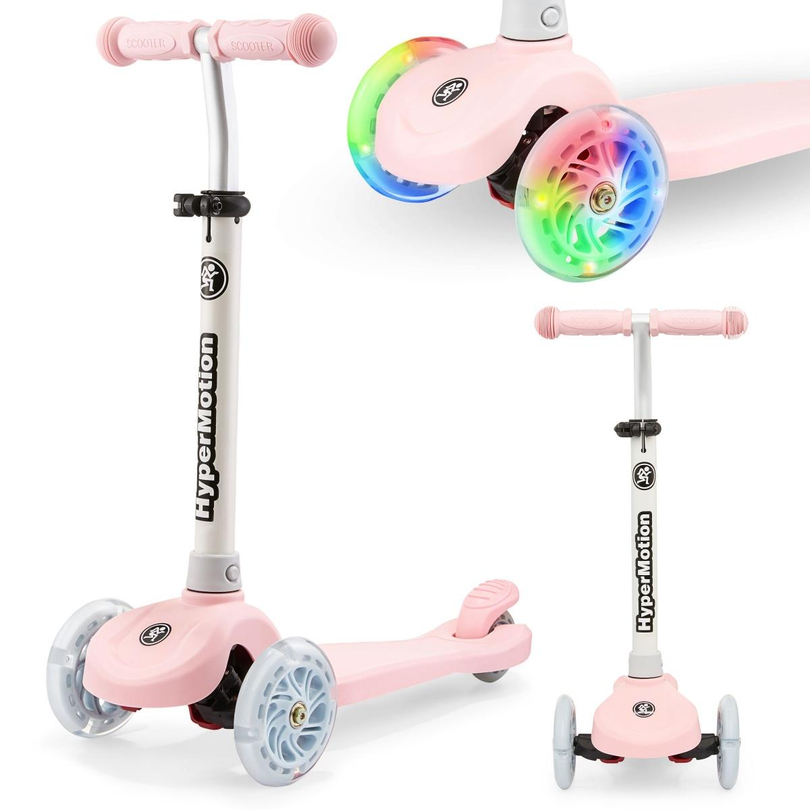 TRINGO trehjulig balansskoter, 3-8 år gammal - rosa + glödande LED-hjul