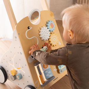 Pedagogisk gåstol i trä 8in1 / baby pusher - manipulativ bräda