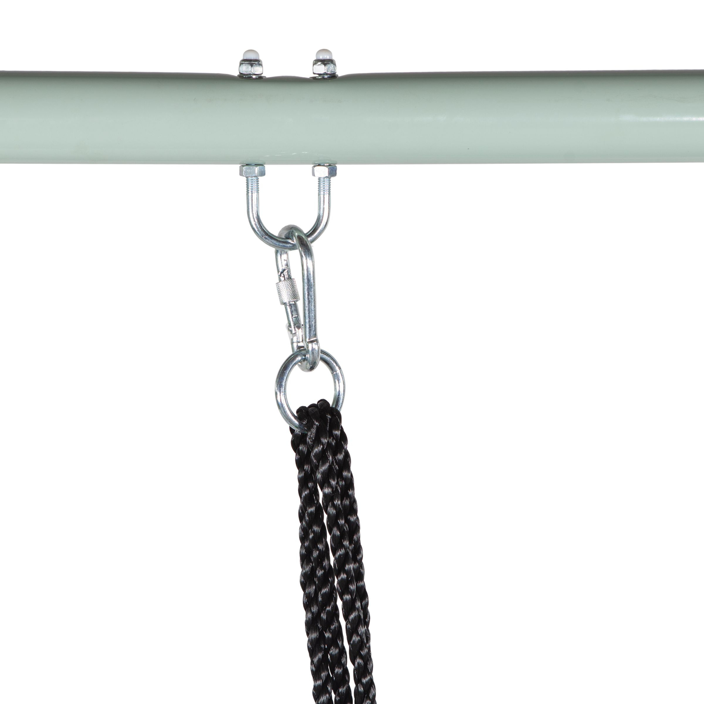 Trädgårdsgunga av typ storkbo med ram och rep