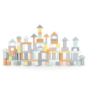 Pastellfärgade träklossar - set med 100 XL-bitar