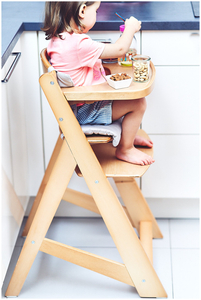 Träfödningsstol Moby-System WOODY - naturlig träfärg