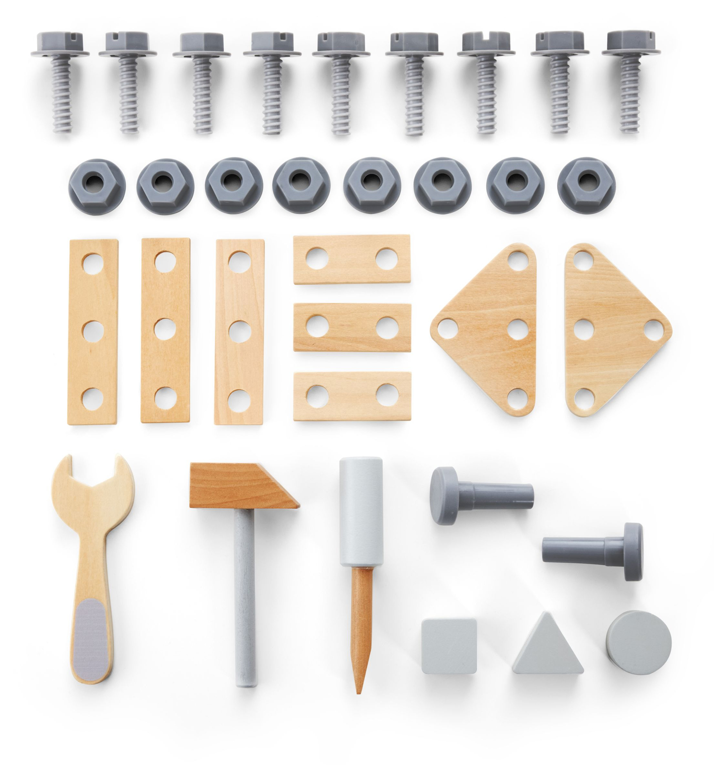 3-i-1 gåstol i trä, knuff + verkstad - 47 element