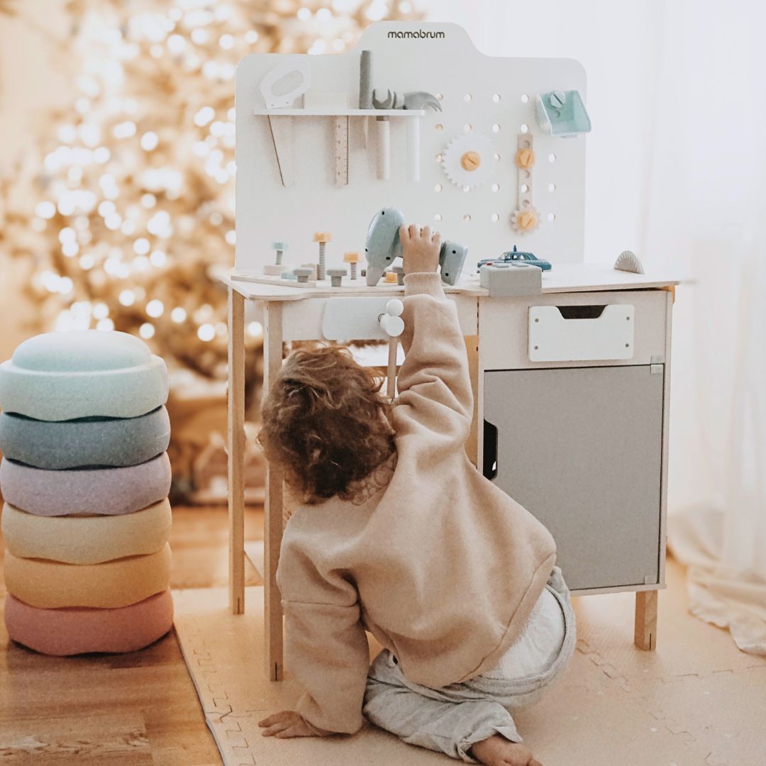 XXL Stor träverkstad med verktyg - gör-det-själv-set, 74 delar