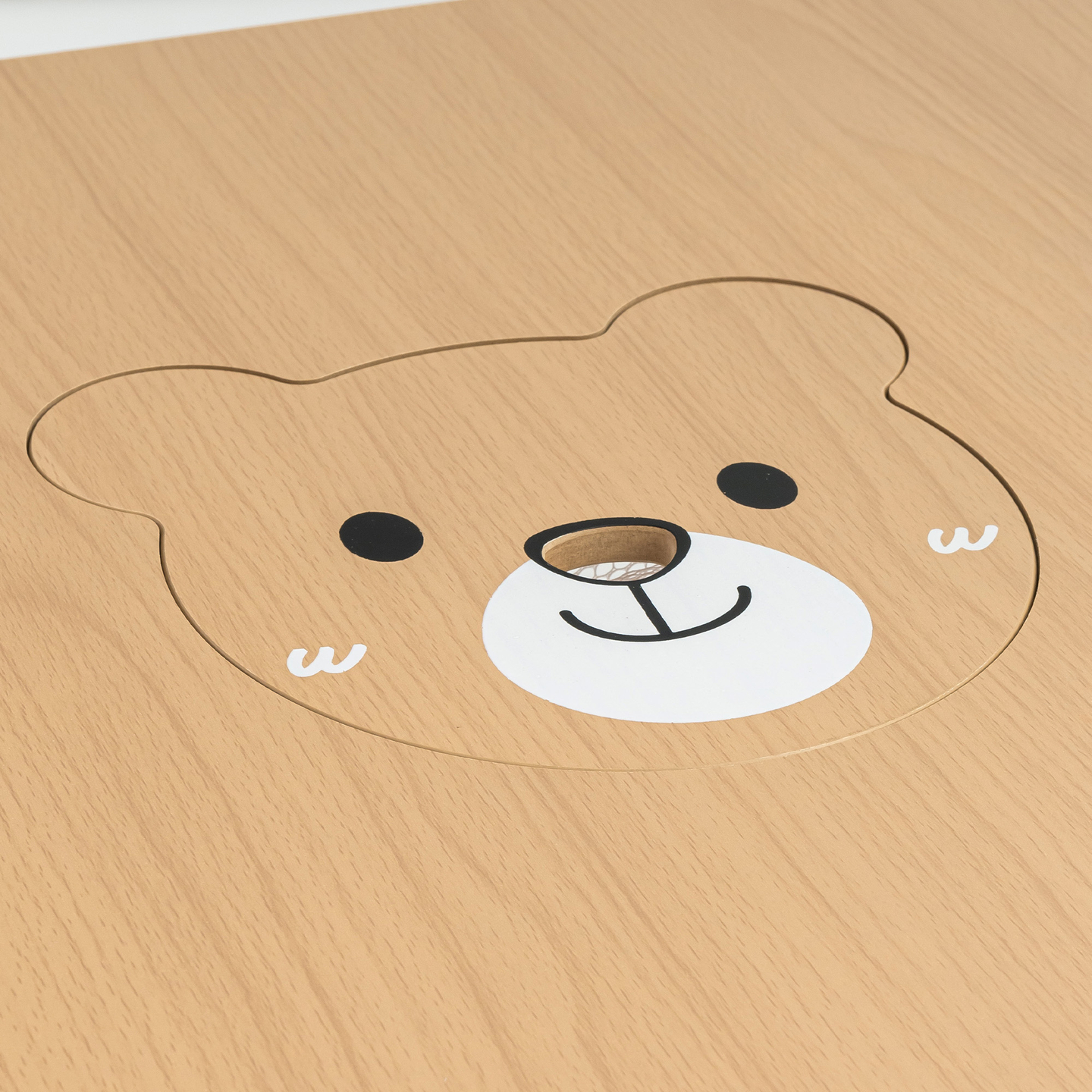 Träbord med förvaring och 2 stolar Barnset - Söt nallebjörn