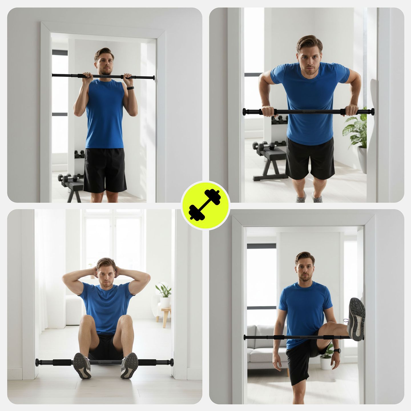 HyperMotion justerbar pull-up-stång 80-130 cm, 150 kg, svart