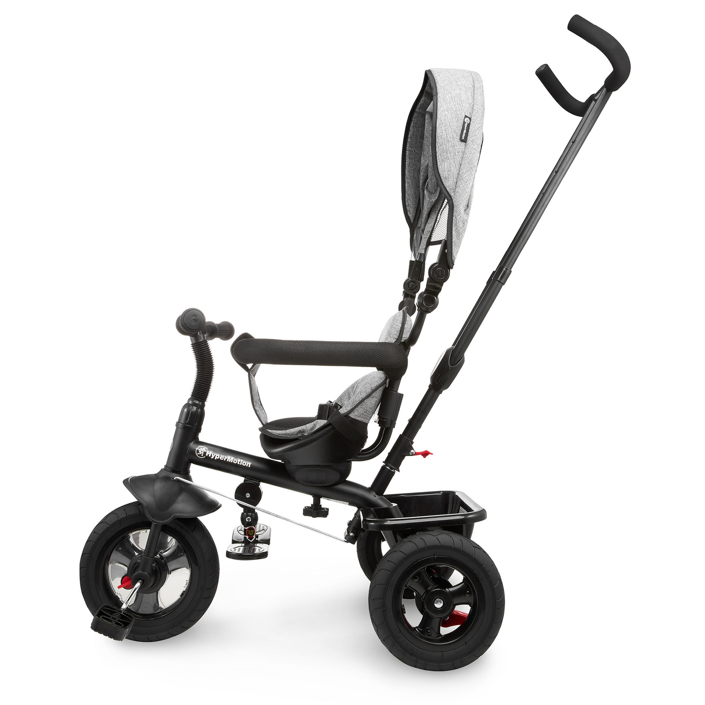 Trehjuling för barn 1-4 år - TOBI FREY - grå färg - svängbar - pumpade hjul + tryckare