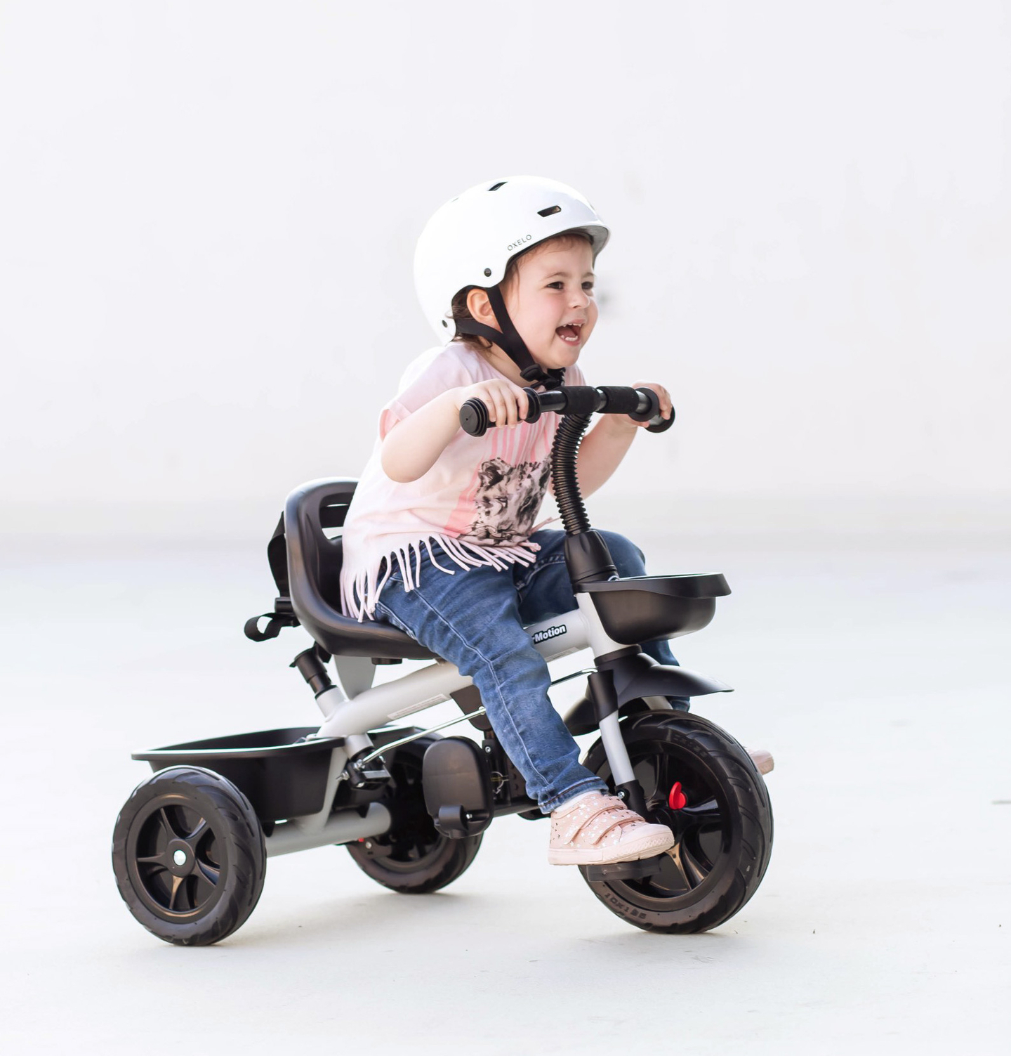 HyperMotion TOBI VECTOR trehjuling - evigt uppblåsbara hjul + skjutstång. Färg: ljusgrå.