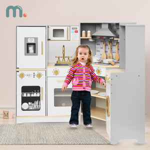 XXXL interaktivt träkök med LED-belysning, fläktkåpa och tillbehör