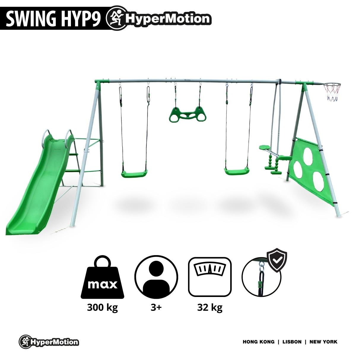 XXXL trädgårdslekplats för barn med gungor, rutschkana, gymnastisk trapets, basketkorg och fotbollsmål