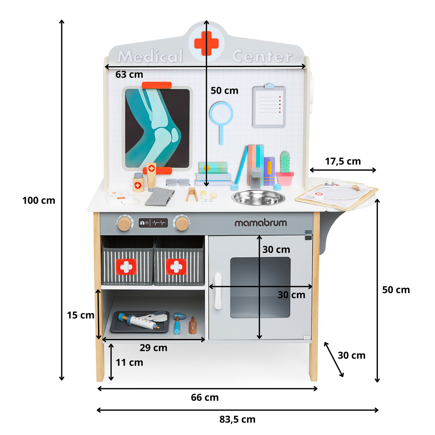 Läkarsjukhus i trä XXL - läkarset med tillbehör
