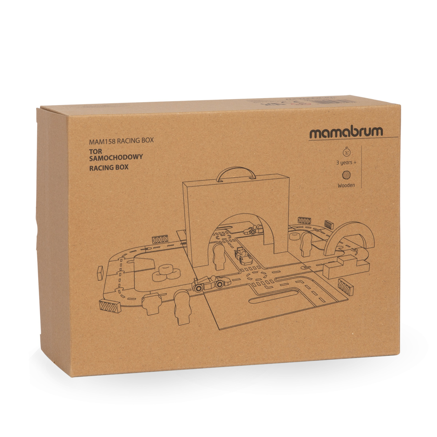 Magnetisk resväska med racerbana, träfordon och vägtillbehör