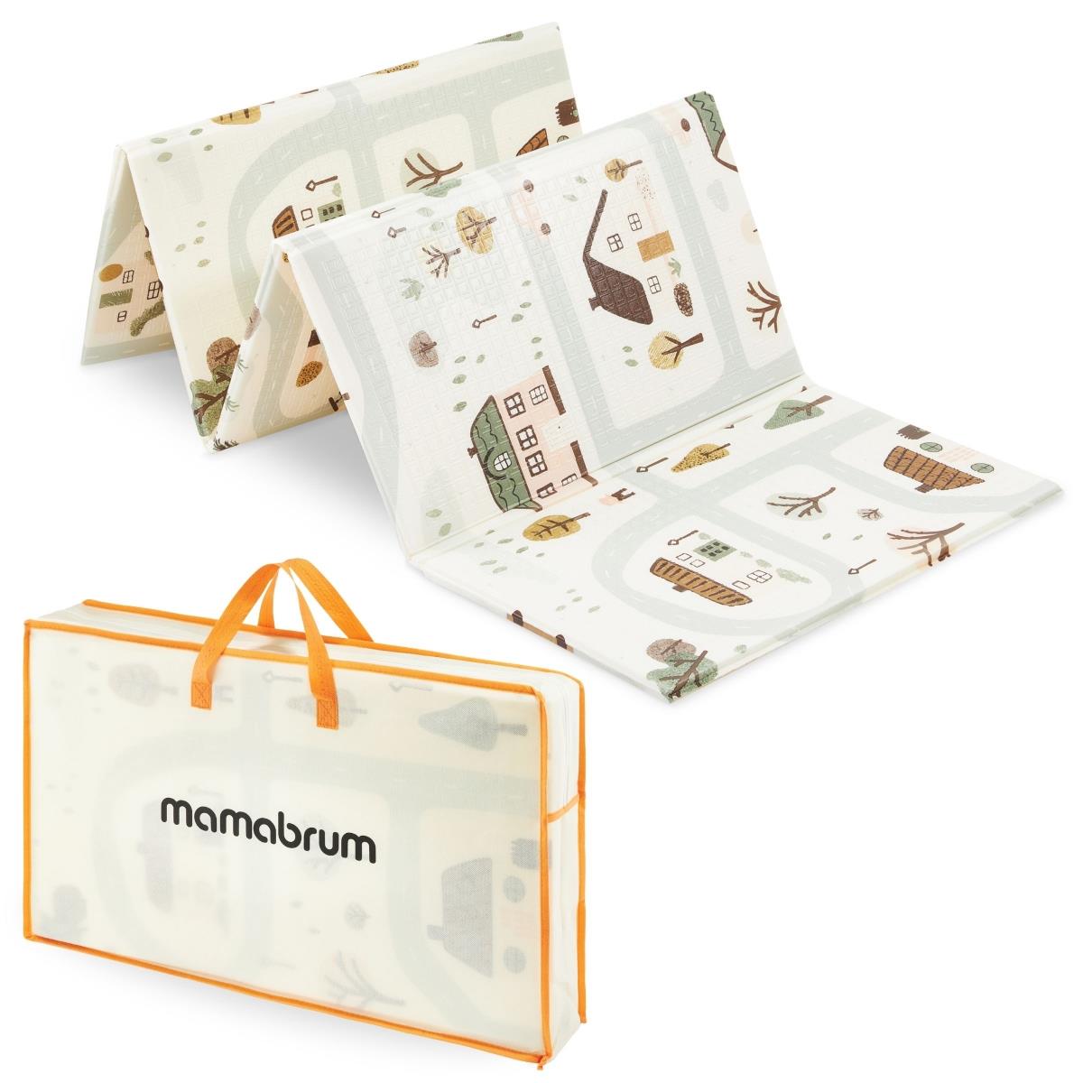 Dubbelsidig hopfällbar skummatta 180 x 120 x 1cm - Charming Town/Sand Beige