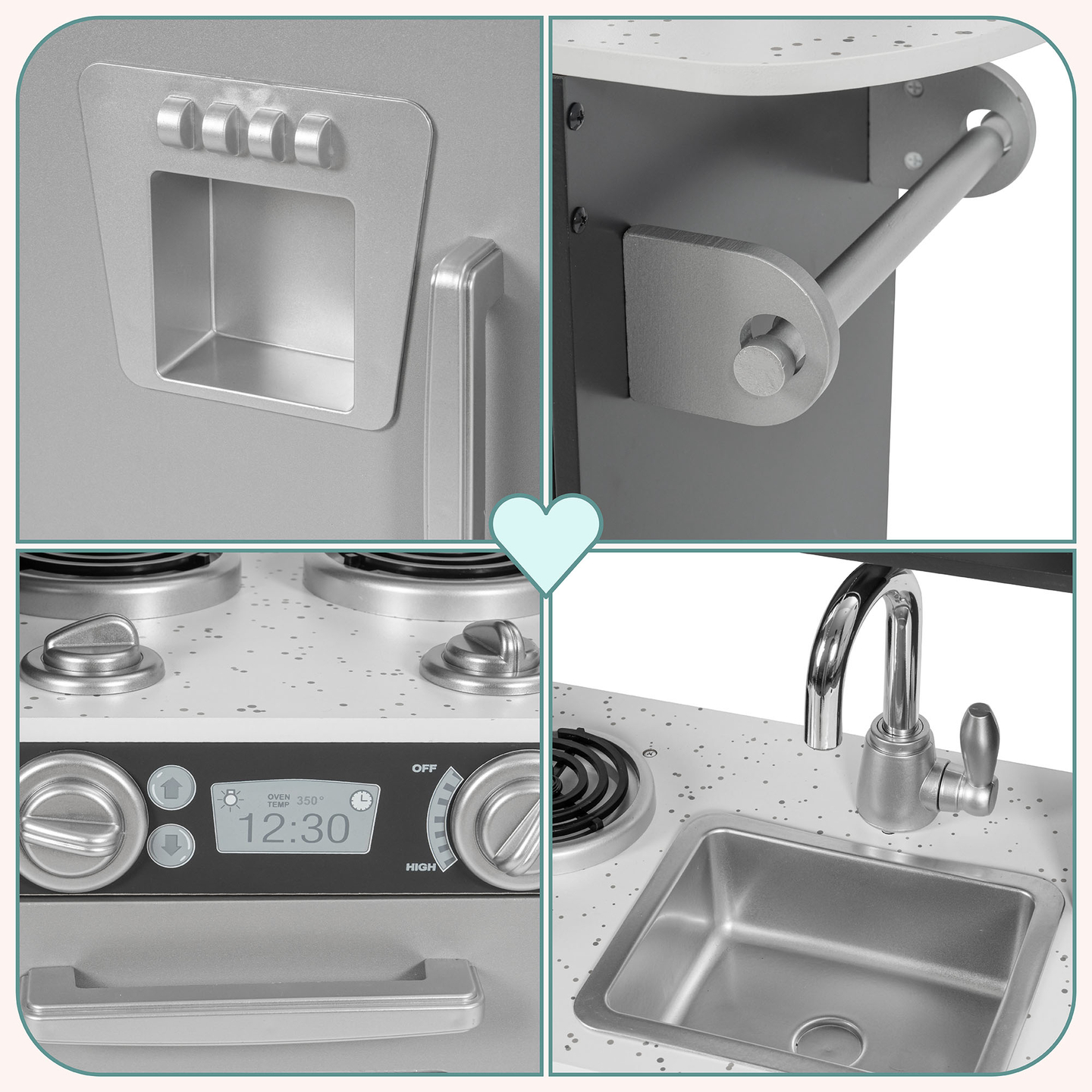 XXL träkök med LED-belysning, förkläde och tillbehör