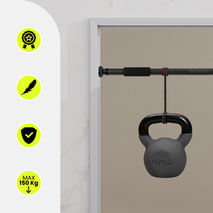 HyperMotion justerbar pull-up-stång 80-130 cm, 150 kg, svart