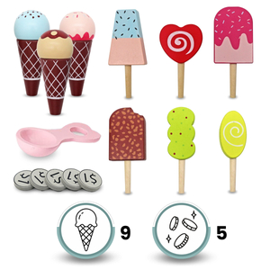 Trä glassbar för barn - vagn på hjul med tillbehör