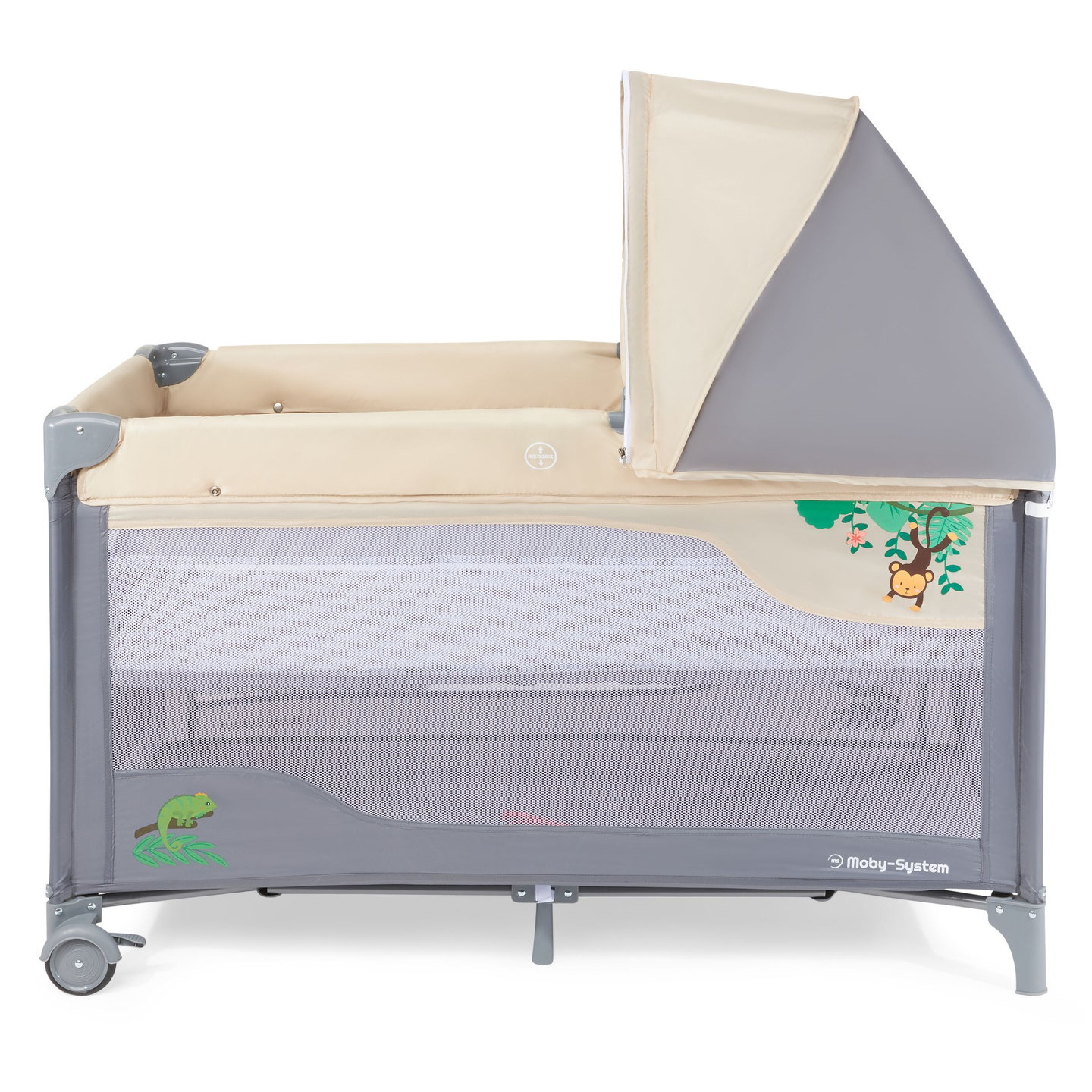 Resesäng 0 - 36 m med skötbord + Moby-System HUXLEY lekhage