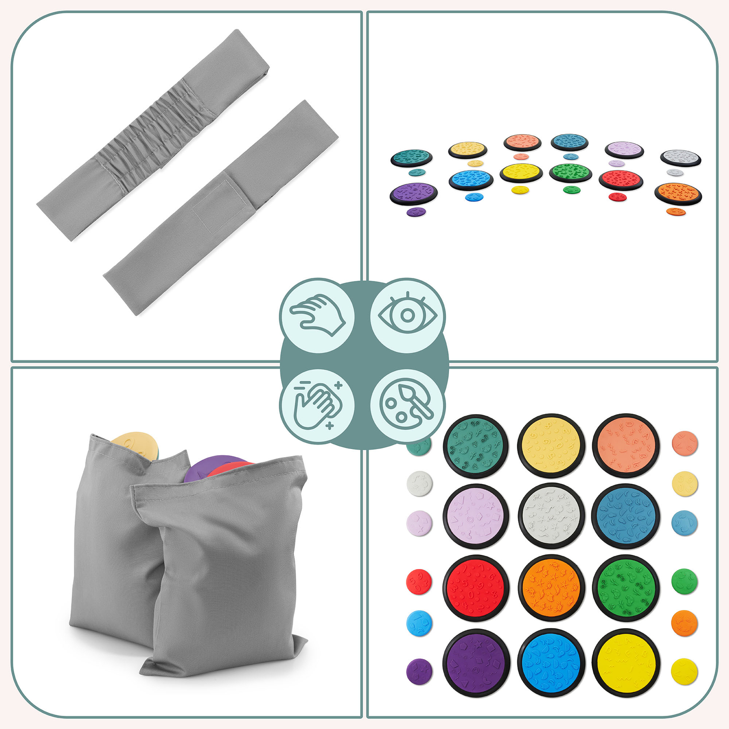 Färgglada sensoriska skivor för barn - 24 stycken