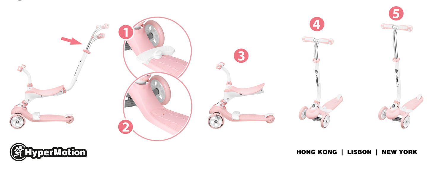 5in1 HyperMotion scooter - rosa