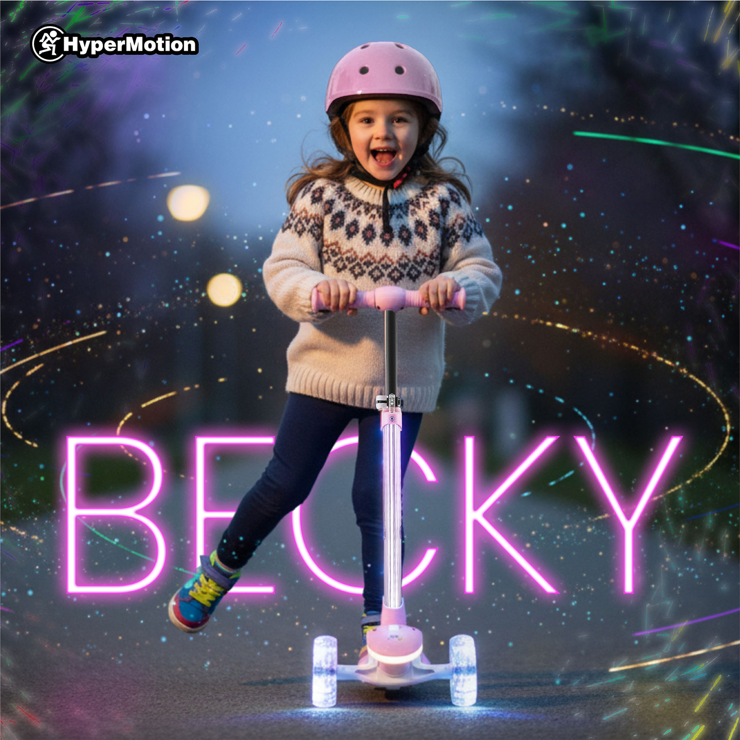 HyperMotion BECKY balansscooter - RGB LED-belysning, rosa