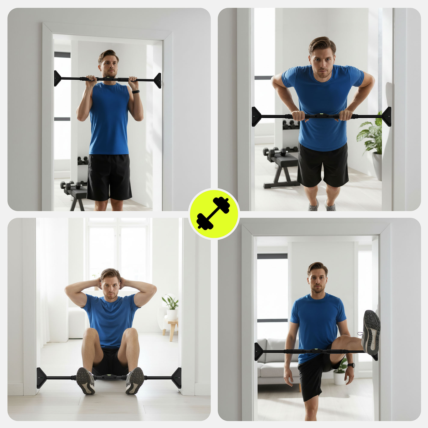 HyperMotion justerbar pull-up-stång 70–100 cm, 200 kg, svart