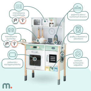 Interaktivt kök med tvättmaskin, diskmaskin och griffeltavla