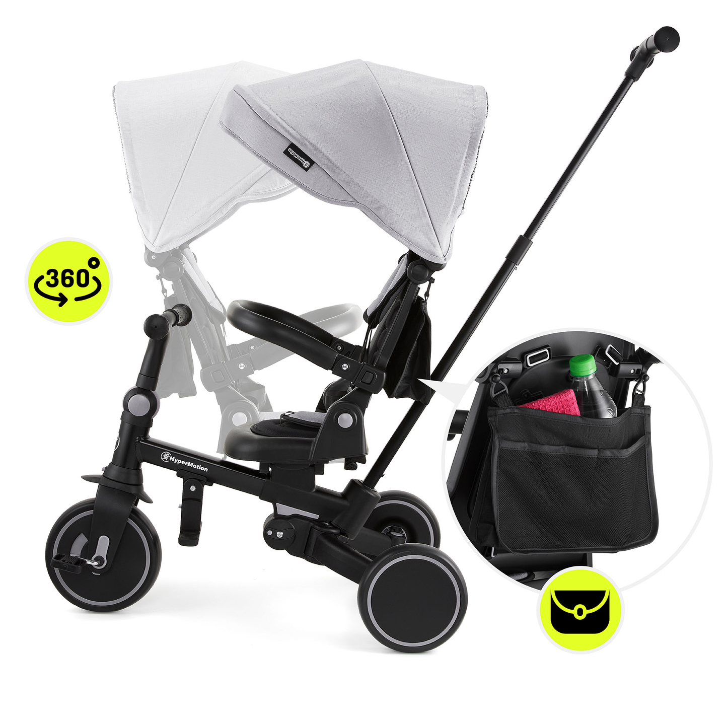 8in1 multifunktionell trehjuling TOBI FOREST - grå