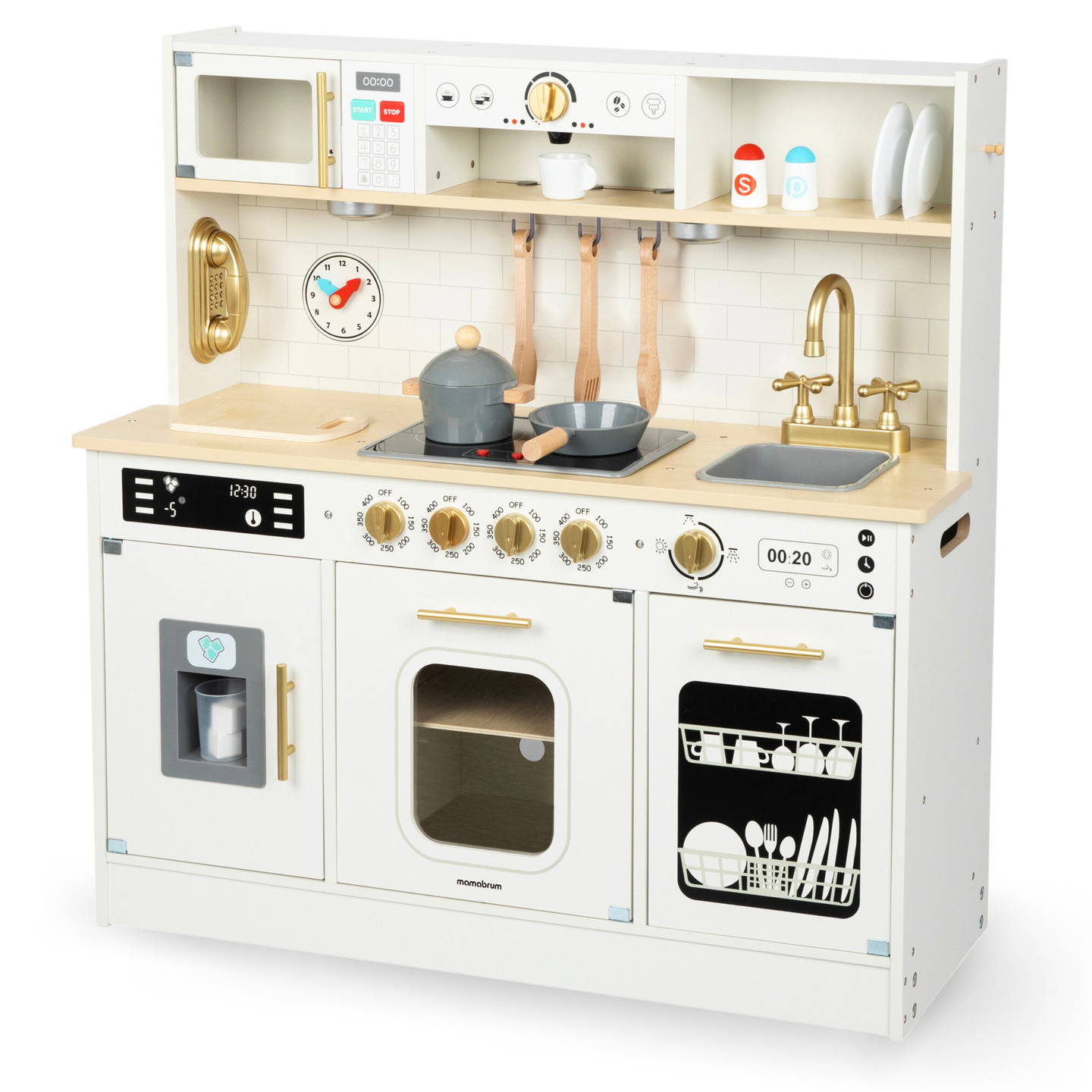 Interaktivt XXL träkök med tillbehör och LED-belysning - tvåplan