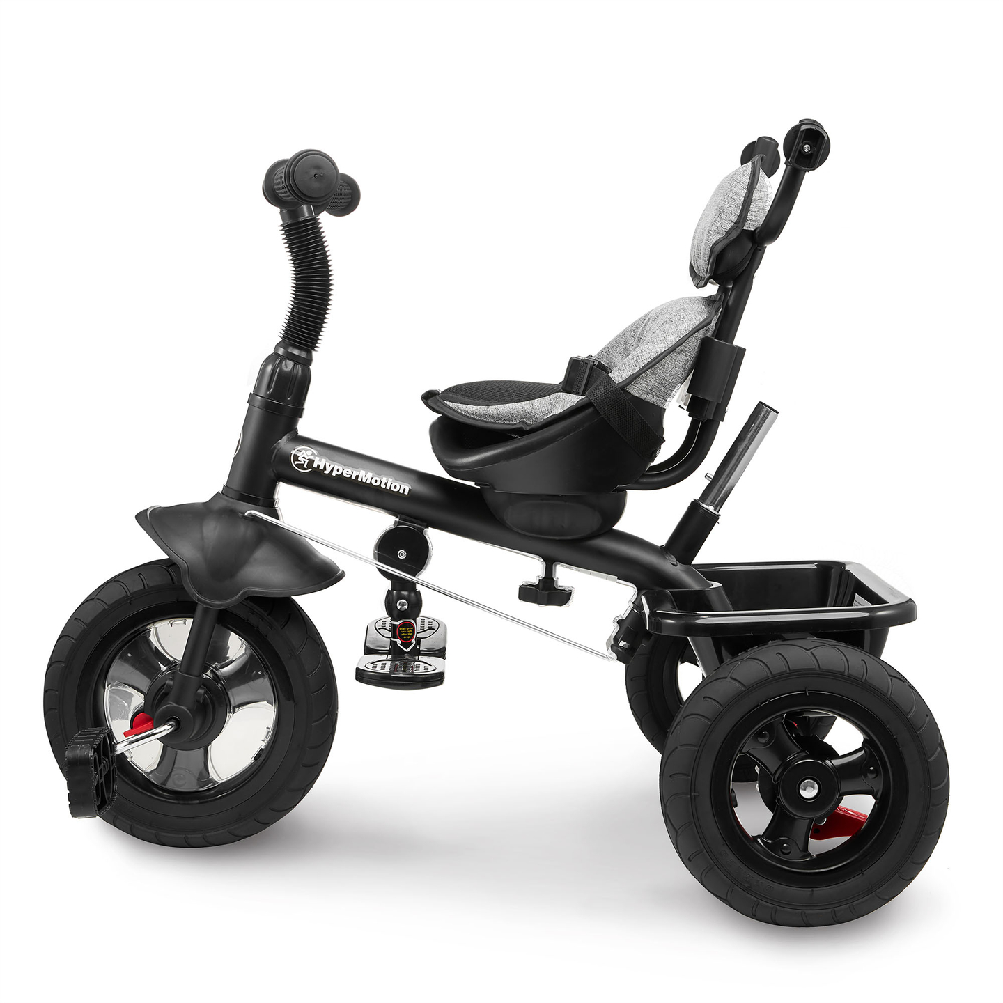 Trehjuling för barn 1-4 år - TOBI FREY - grå färg - svängbar - pumpade hjul + tryckare