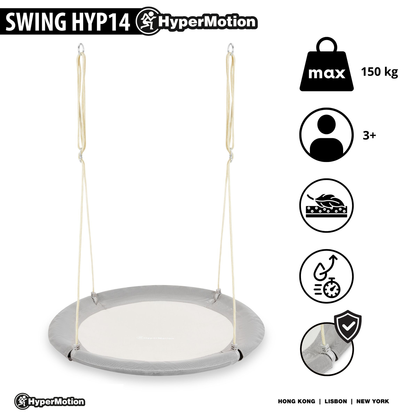 HyperMotion storkbo-gunga - 100 cm diameter, grå färg