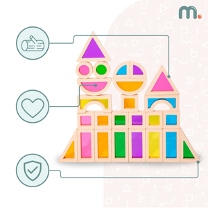 Träklossar med regnbåge - 25 element