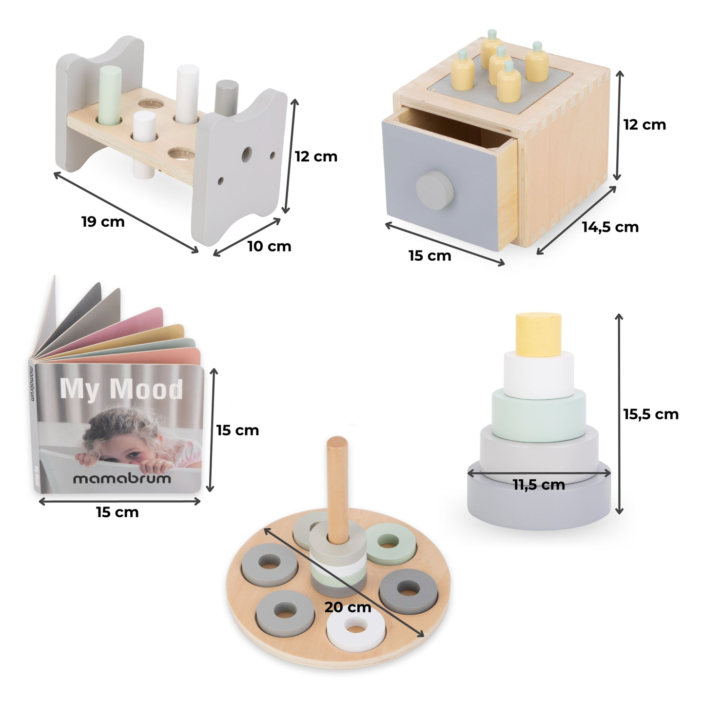 Montessorilåda för små barn - 6 leksaker