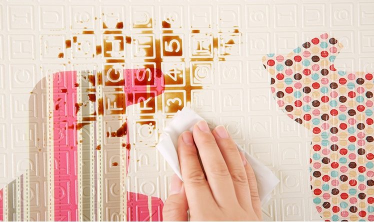 Dubbelsidig skumgummimatta XXL - vikbar 1 CM (skog med nalle och hästar)