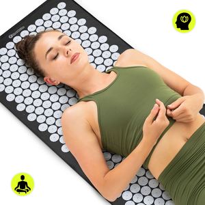 Stor akupressurmatta med kudde och överdrag - 130 cm HyperMotion svart och vit