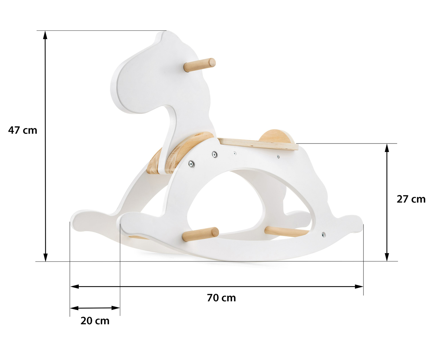 Gunghäst i trä - vit - från 12 månader.