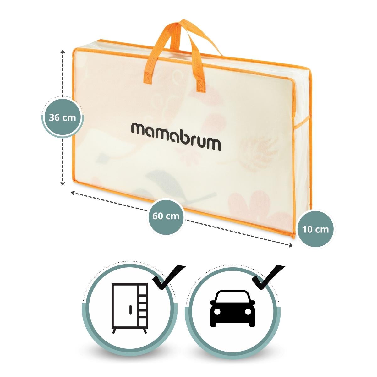 Dubbelsidig hopfällbar skumgummimatta 180 x 120 x 1 cm - Exotiska elefanter/Delikat grå