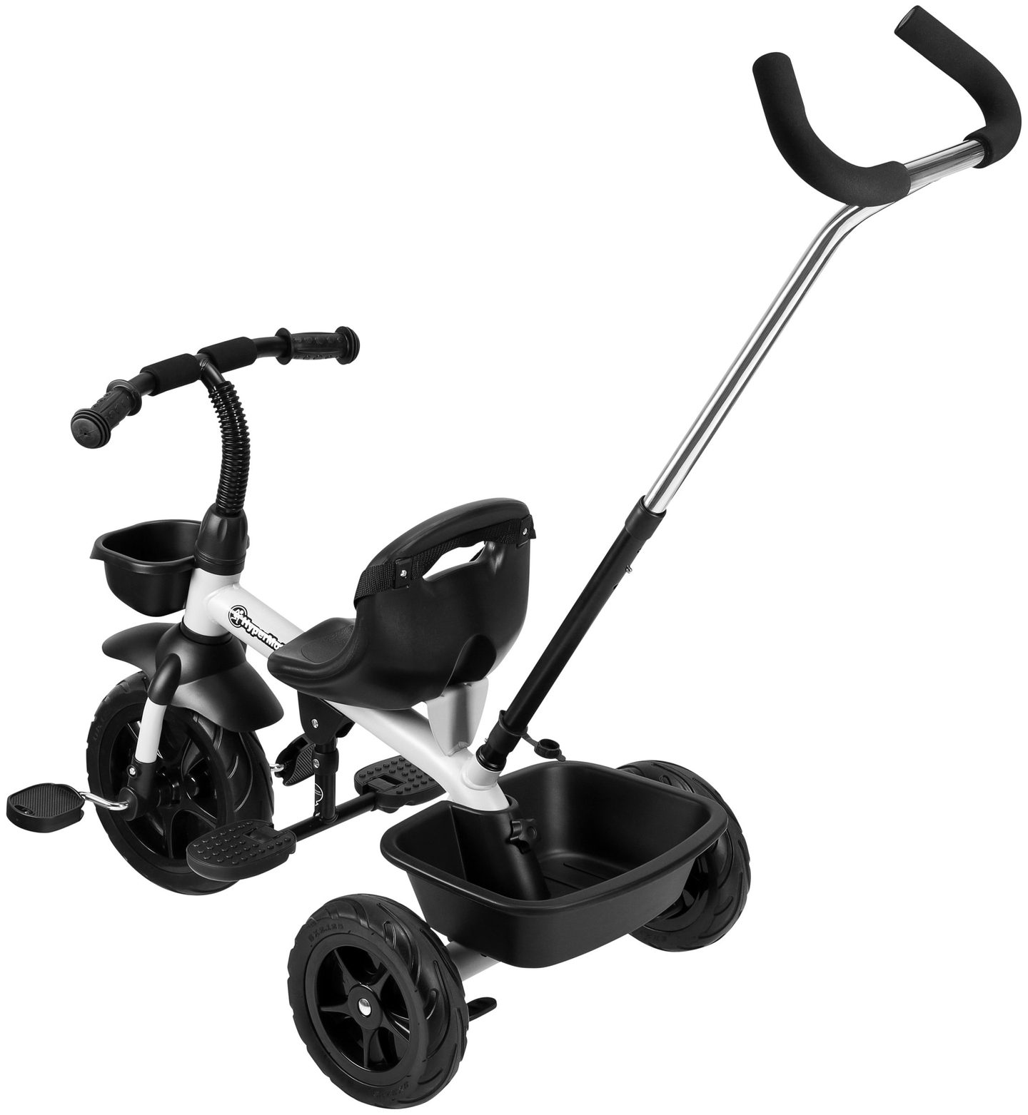 HyperMotion TOBI VECTOR trehjuling - evigt uppblåsbara hjul + skjutstång. Färg: ljusgrå.