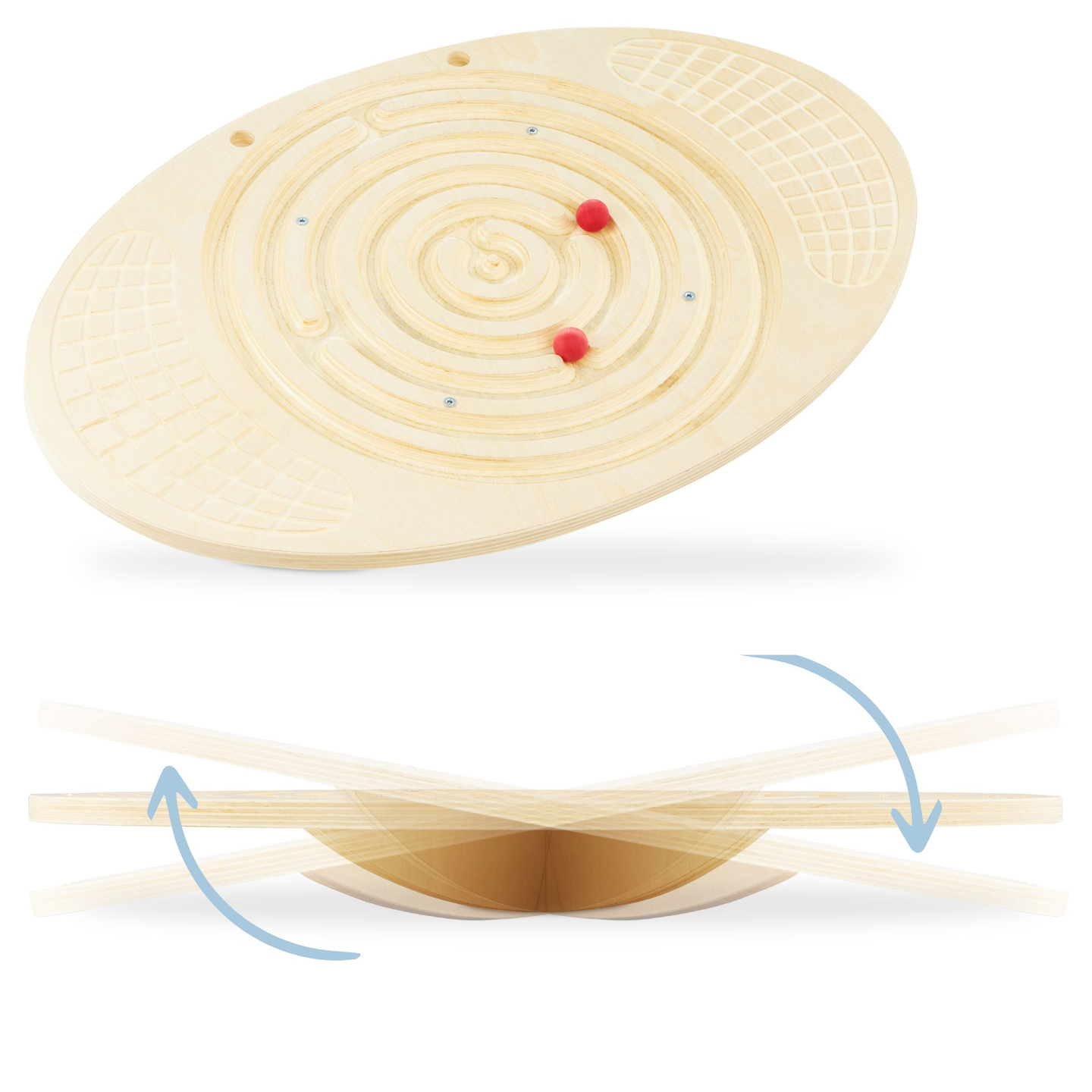Balansbräda i trä med labyrint och kulor - balansvippa