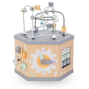 Interaktiv 7-i-1 utbildningskub i trä - motorloop