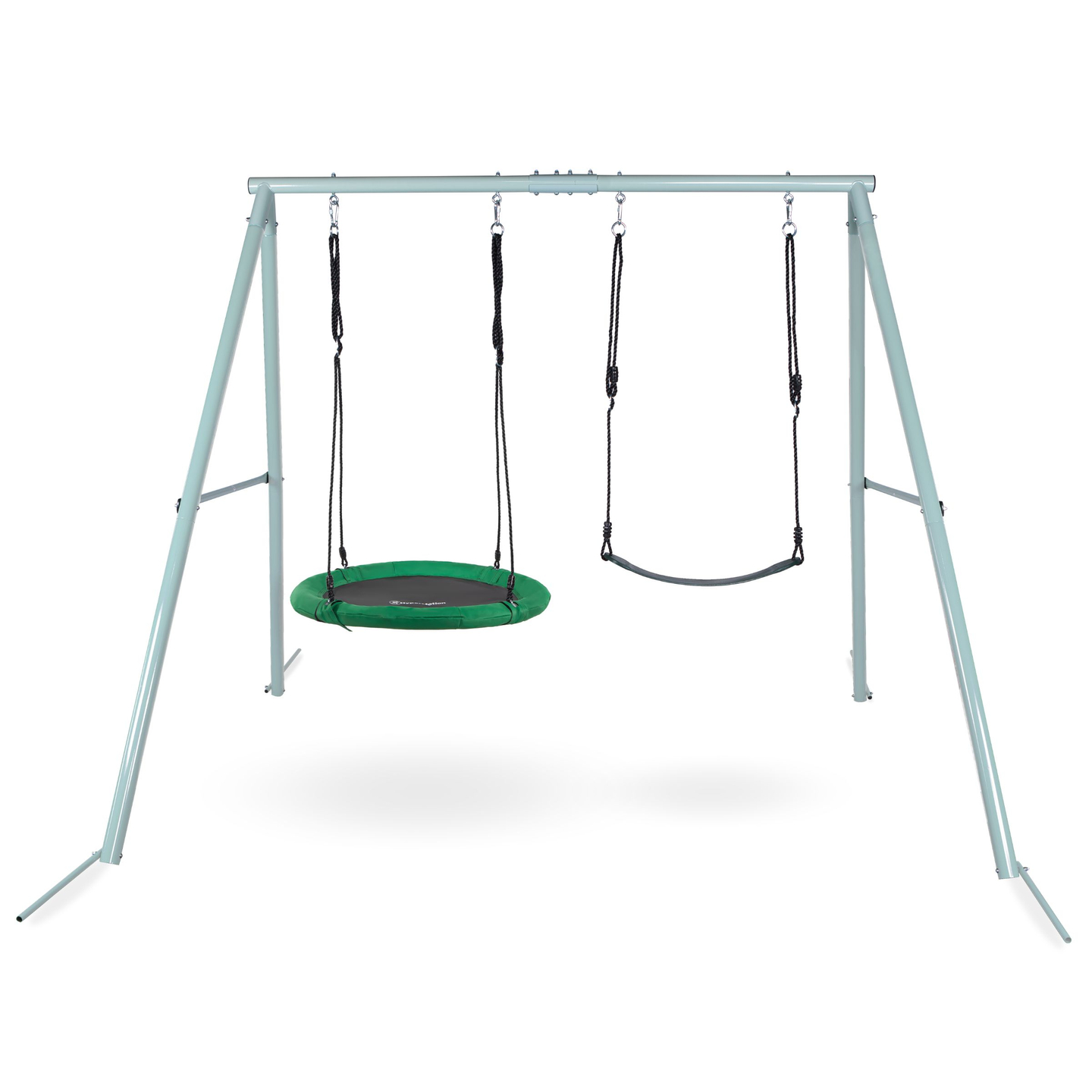 Dubbel trädgårdsgunga med ram och rep - sittdel och storkbo