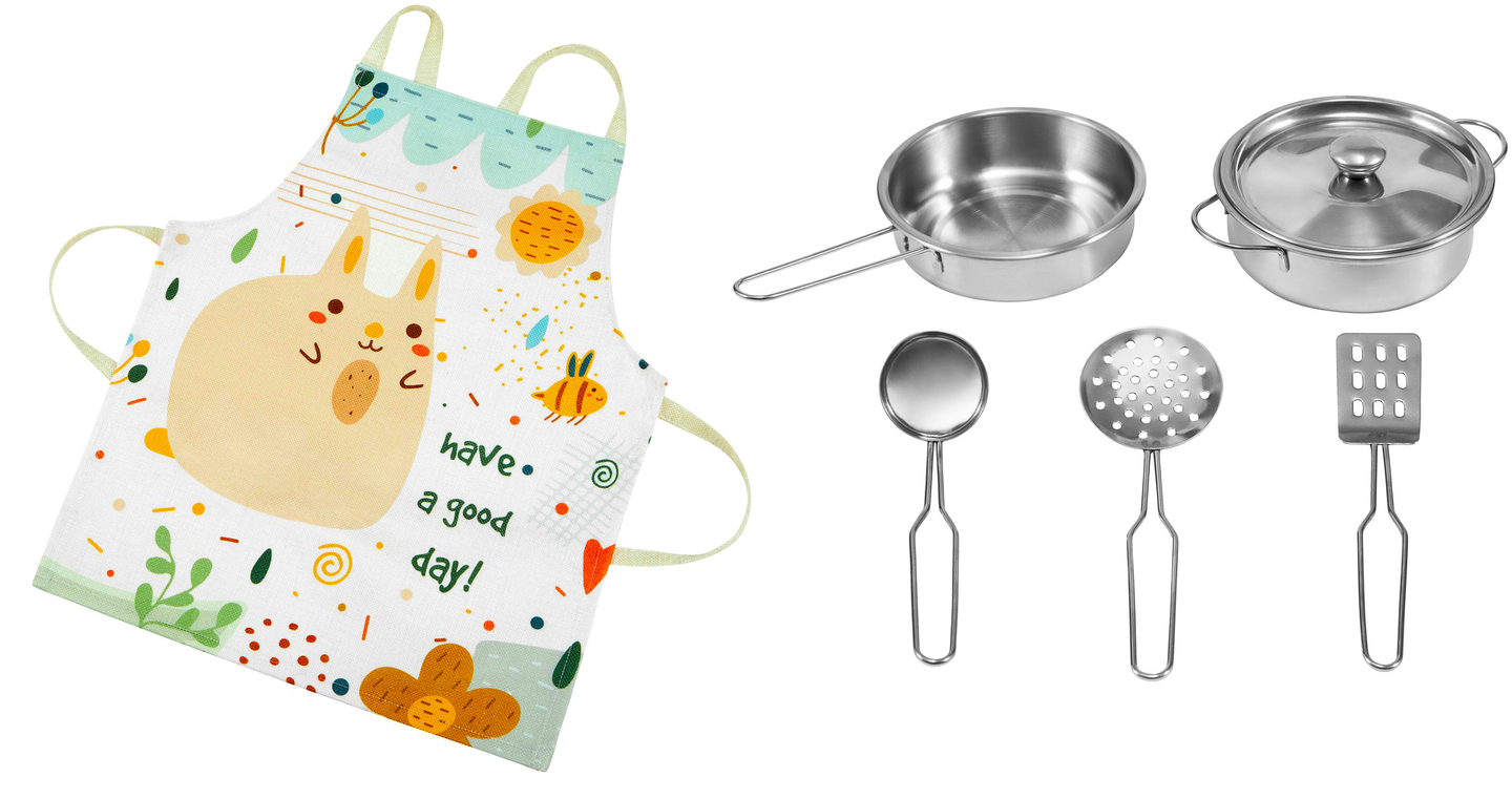 XXXL-kök i trä med kylskåp, ugn, tvättmaskin, förkläde och tillbehör