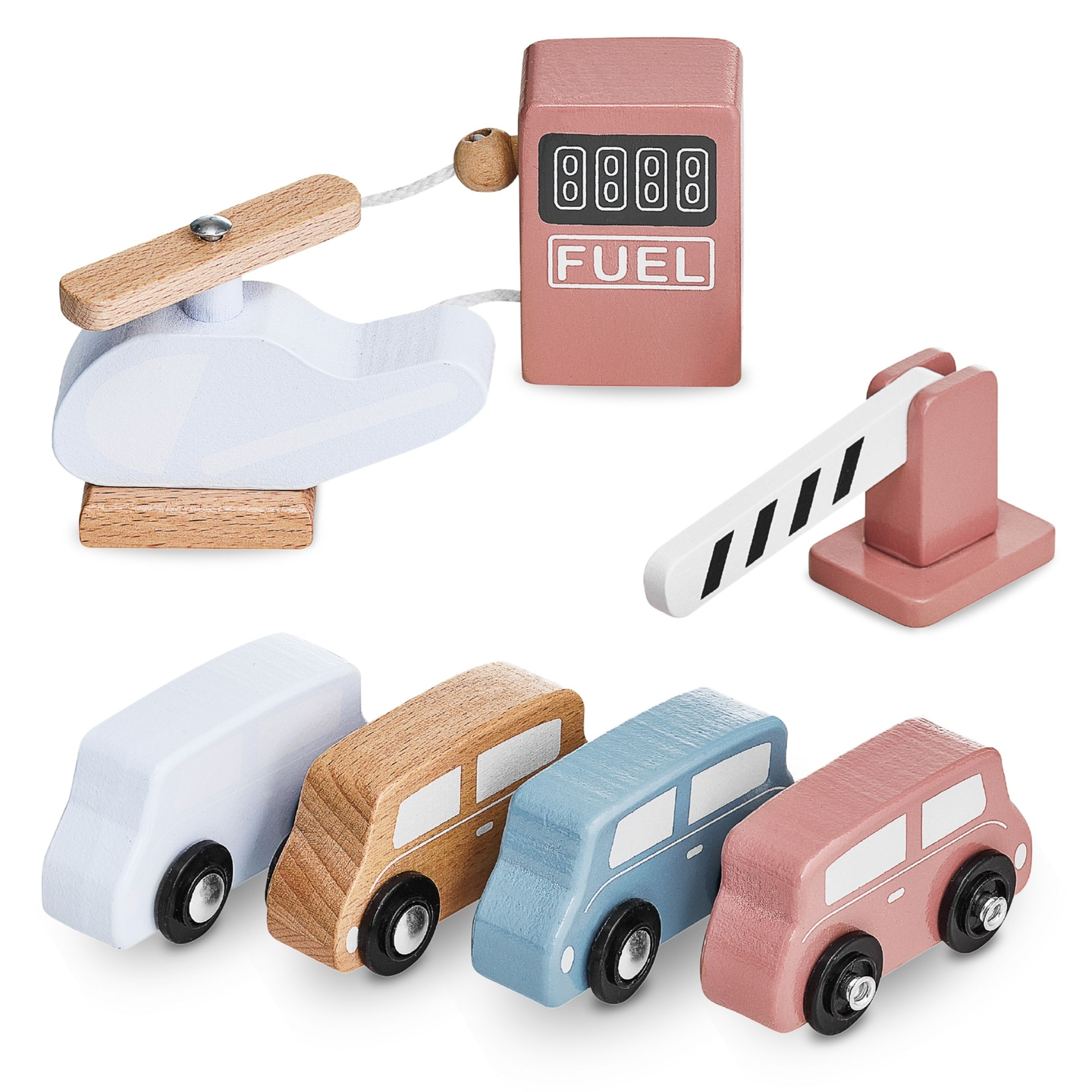 Träparkering i tre våningar med hiss - garage för bilar och helikopter