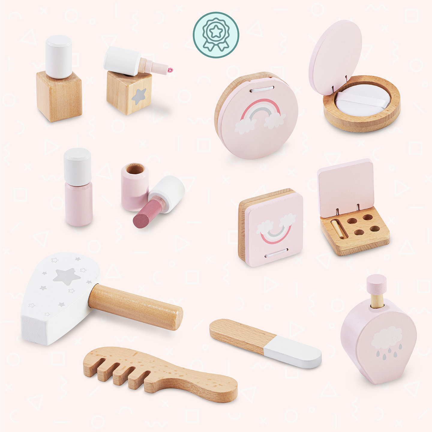 Minisminibord i trä för barn med tillbehör och LED-belysning med smidig ljusstyrkejustering