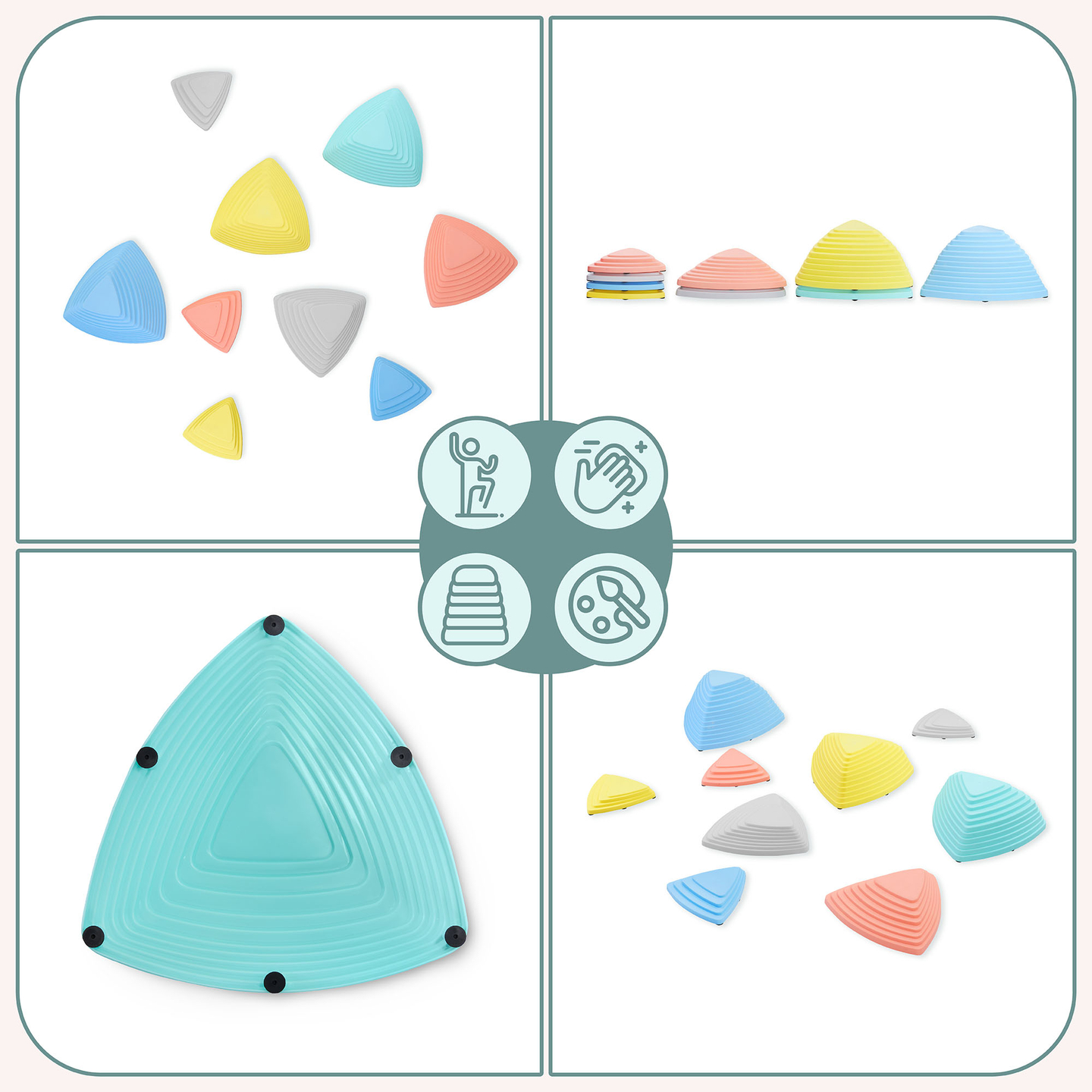 Färgglada balansstenar - 9 stycken