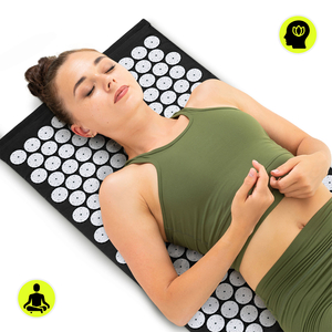 Akupressurmatta med kudde och överdrag - 72 cm HyperMotion svart och vit